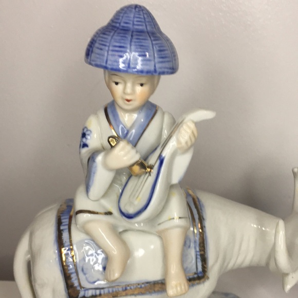 Vintage Made In Taiwan Asian Pair Ridding Water Buffalo - Picture 5 of 11